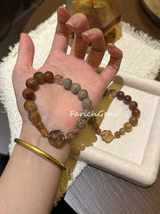 Red Rutilated Quartz Grey Four-Season Phantom Quartz Beaded Crystal Bracelet