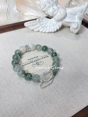 White Moonstone Green Quartz Clear Quartz Beaded Crystal Bracelet 11+10mm