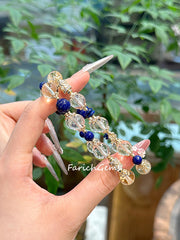 Citrine Lapis Lazuli Beaded Crystal Bracelet