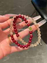 Double Wrap Cinnabar Citrine Azeztulite Quartz Beaded Crystal Bracelet 6mm