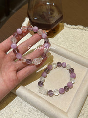 Clear Quartz Azeztulite Quartz Amethyst Kunzite Beaded Crystal Bracelet 10mm