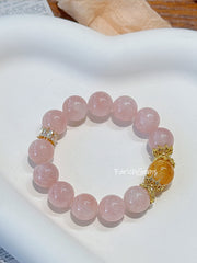 Rose Quartz Citrine Beaded Crystal Bracelet 14+16mm