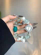 Green Fluorite Amazonite Beaded Crystal Bracelet Watch 16mm