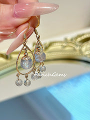 Natural Gray Moonstone Copper Accessories Earring
