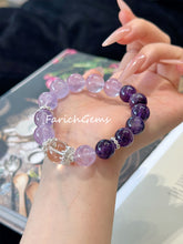 Lavender Milky Amethyst Clear Quartz Beaded Crystal Bracelet 12+14mm