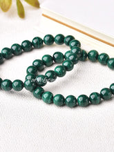 Natural Malachite Beaded Crystal Bracelet 6/8/10/12/14mm (7A-Grade)