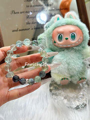 Green Fluorite Blue Fluorite Beaded Crystal Bracelet 10mm+