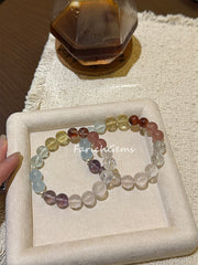 Pastel-Tone Multi-Gemstone Crystal Bracelet 9-10mm