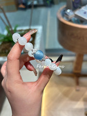 White Moonstone Aquamarine Beaded Crystal Bracelet 10+12mm