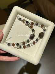 Black & Gold Super 7 Black Rutilated Quartz Clear Quartz Beaded Crystal Bracelet 8mm