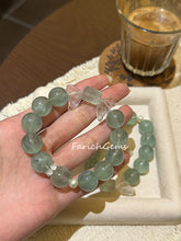 Green Fluorite Clear Quartz Pearl Beaded Crystal Bracelet 14mm