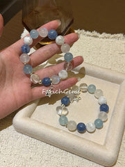 Blue Tones Multi-Gemstone Beaded Crystal Bracelet 11-12mm