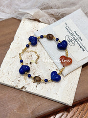 Lapis Lazuli South Red Agate Agarwood Beaded Crystal Bracelet