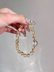 Citrine Clear Quartz Beaded Crystal Bracelet 8+12mm