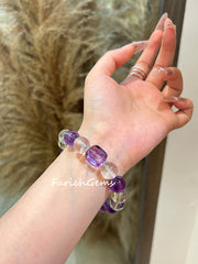 Amethyst Clear Quartz Citrine Beaded Crystal Bracelet 12mm