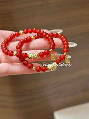 Red Agate Pi Xiu Copper Accessories Beaded Crystal Bracelet 6mm