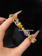Clear Quartz Love Shaped Copper Accessories Beaded Crystal Bracelet