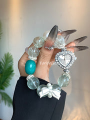 Green Fluorite Amazonite Beaded Crystal Bracelet Watch 16mm