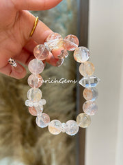 Koi Hematoid Quartz Clear Quartz Blue Moonstone Beaded Crystal Bracelet 13mm