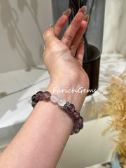 Purple Phantom Quartz Smoky Quartz Blue Moonstone Beaded Crystal Bracelet 10+9mm