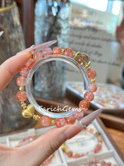 Black & Gold Super 7 Fire Hematoid Quartz Beaded Crystal Bracelet 8+10mm