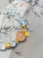 Fire Hematoid Quartz Citrine Clear Quartz Beaded Crystal Bracelet 12+6mm