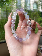Blue Moonstone Amethyst Azeztulite Quartz Beaded Crystal Bracelet 9mm