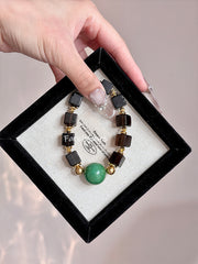 Raw Ore Turquoise Smoky Quartz Beaded Crystal Bracelet