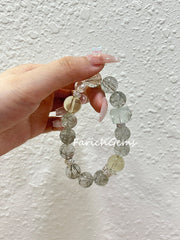 Green Rutilated Quartz Citrine Beaded Crystal Bracelet 11+12mm