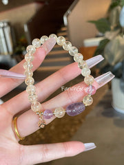 Citrine Azeztulite Quartz Pi Xiu Amethyst Azeztulite Beaded Crystal Bracelet 7mm