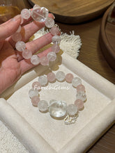 Madagascar Rose Quartz White Phantom Quartz Clear Quartz Beaded Crystal Bracelet 12+13mm