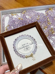 Natural Bolivian Amethyst Beaded Crystal Bracelet 7mm