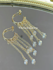 Natural Gray Moonstone Copper Accessories Fringe Earring