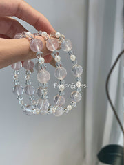 Pearl Rose Quartz Clear Quartz Beaded Crystal Bracelet 5+11mm