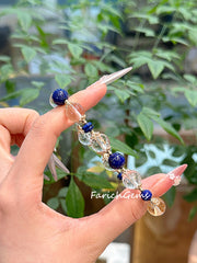 Citrine Lapis Lazuli Beaded Crystal Bracelet