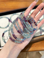Natural Rainbow Fluorite Beaded Crystal Bracelet