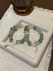 Green Lepidolite Aquamarine Green Fluorite Clear Quartz Green Quartz Beaded Crystal Bracelet 11-12mm