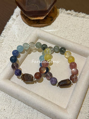 Rich-Tone Multi-Gemstone Crystal Bracelet 11-12mm