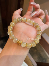 Golden Rutilated Quartz Beaded Crystal Wrap Protection Bracelet 10mm