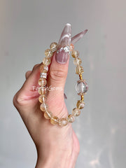 Citrine Clear Quartz Beaded Crystal Bracelet 8+12mm