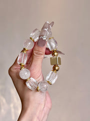 Clear Quartz White Phantom Quartz Beaded Crystal Bracelet 14/15mm