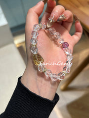 Clear Quartz Amethyst Bear Shaped Citrine Beaded Crystal Bracelet 8+8.5mm