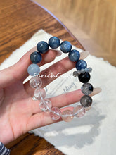 Kyanite Aquamarine Black Rutilated Quartz Obsidian Clear Azeztulite Gray Moonstone Beaded Crystal Bracelet 12+4.5mm