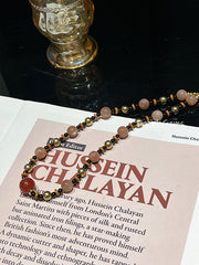 Peach Moonstone Red Agate Beaded Crystal Necklace
