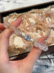 Fire Rose Hematoid Quartz Pearl Beaded Crystal Bracelet 10mm