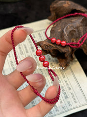 Cinnabar Beaded Crystal Bracelet 6mm