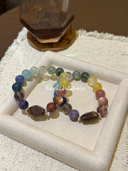 Rich-Tone Multi-Gemstone Crystal Bracelet 11-12mm