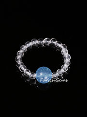 Aquamarine Clear Quartz Crystal Elastic Ring 3+6mm