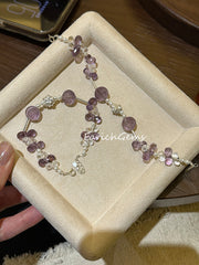 Amethyst Clear Quartz Pearl Beaded Crystal Bracelet