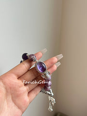 Lepidolite Uruguayan Amethyst Beaded Crystal Bracelet 11.3+12.3mm